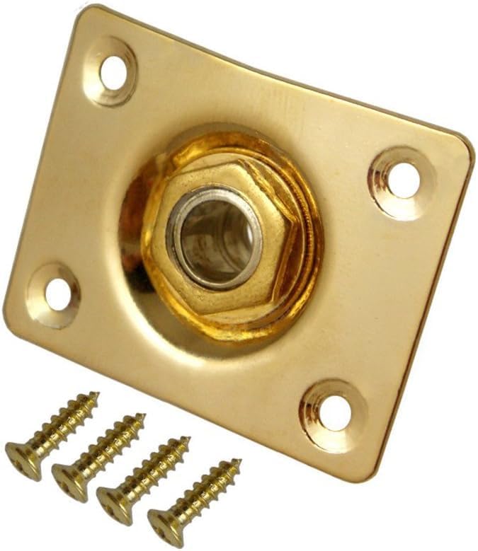 JD.Moon Square Metal 1/4 Output Jack Plate Input Jack Socket for Electric Guitar Bass (Gold) - Image 1